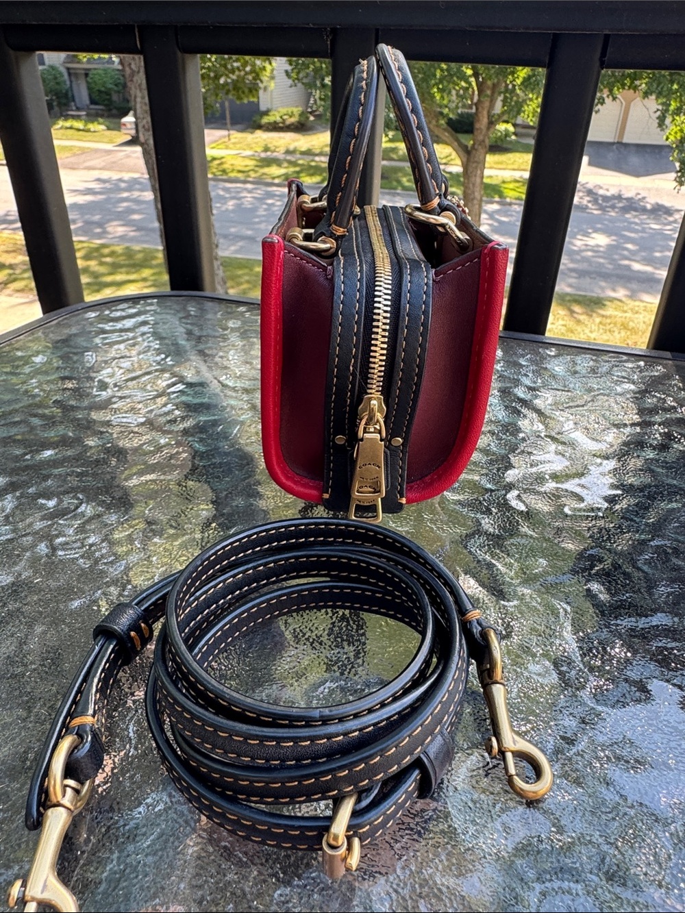 COACH Rogue 12 (tiny) in Glovetanned SMOOTH Brick Red Colorblock NEW, NWOT - Picture 4 of 13